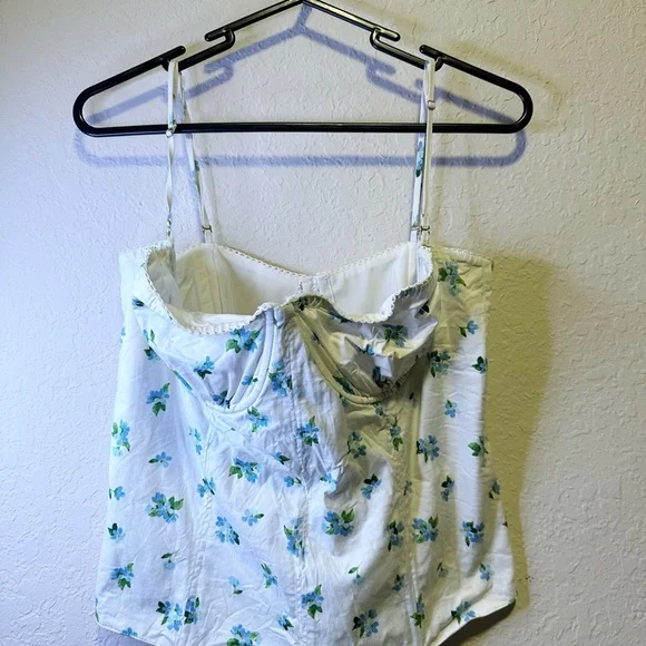 WeWoreWhat White Floral Bustier Corset Top W/ Adjustable Straps Size 14 - Picture 5 of 10